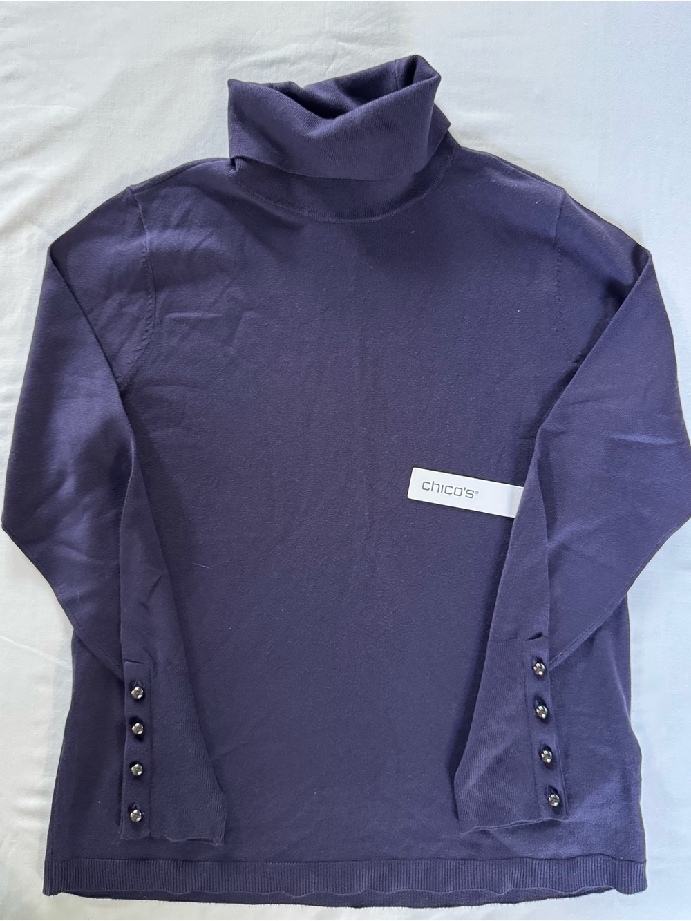 NWT Chico's Women's Deep Purple Turtleneck Sweater, Size 0 / Small (Size 4-6)